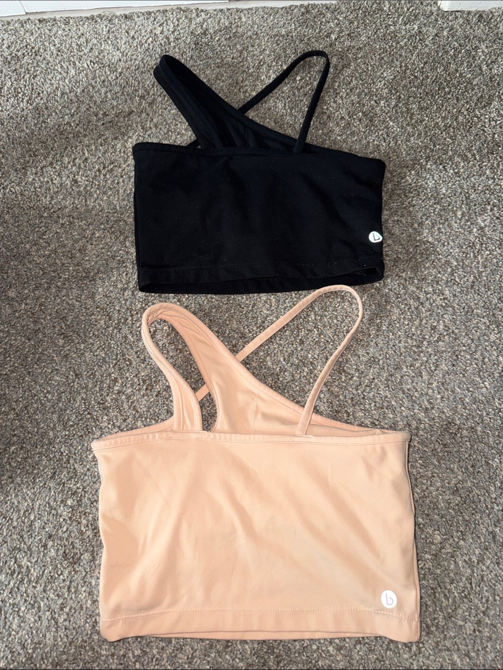 Cotton On Peach & Black Asymmetrical Strappy Crop Tops